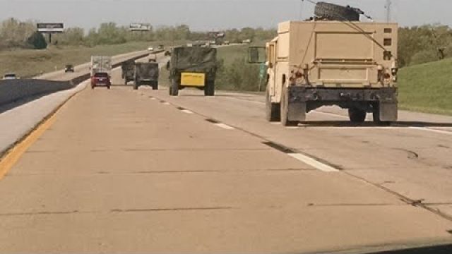Large Military Convoy Spotted Headed Toward Texas from Oklahoma