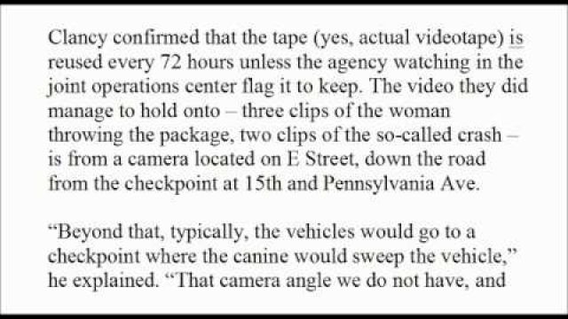 Secret Service Loses Tape Drivin Through Bomb Investigation While Possibly Drunk
